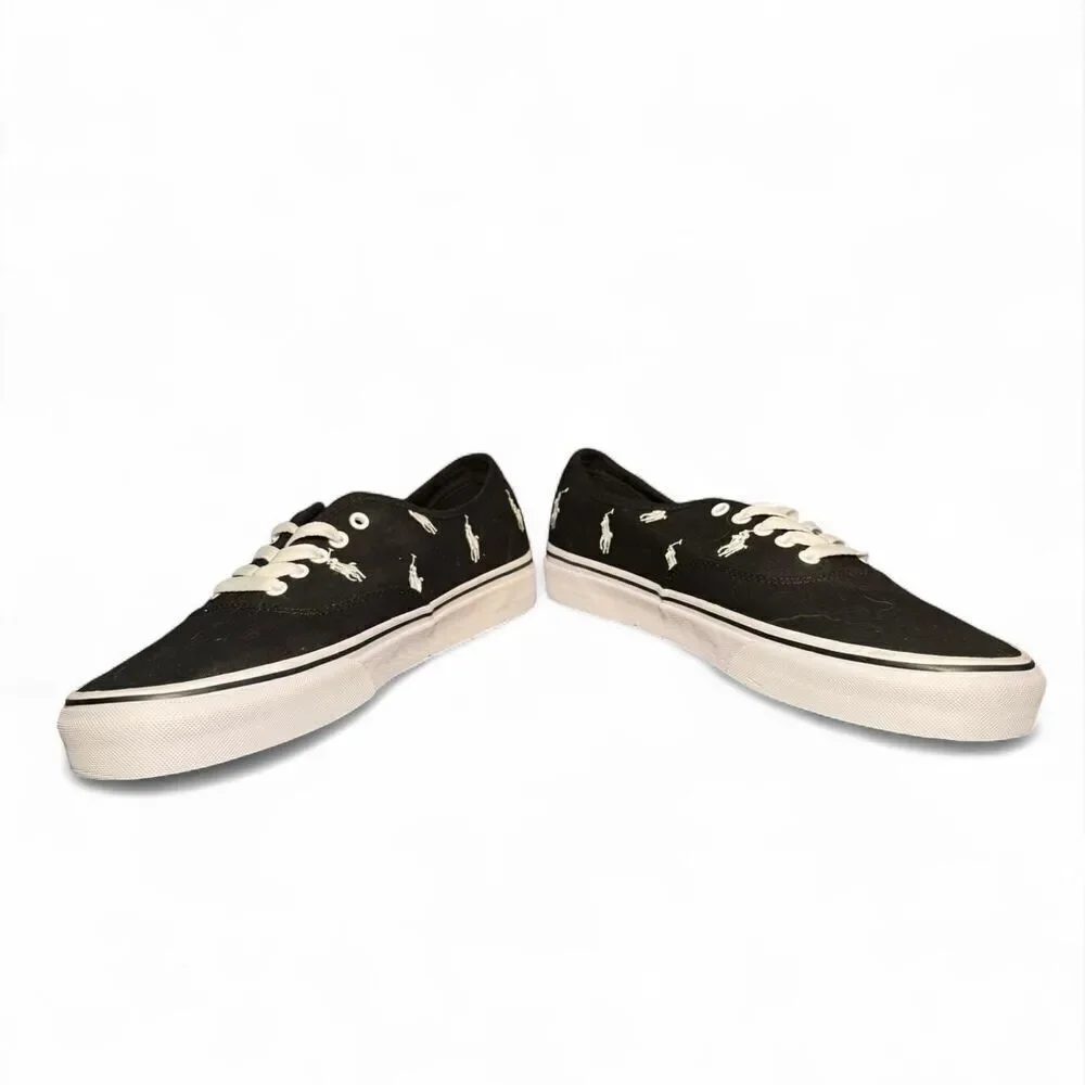 Polo Ralph Lauren Men’s Keaton Allover Pony black/white Canvas Sneakers Sz 11.5